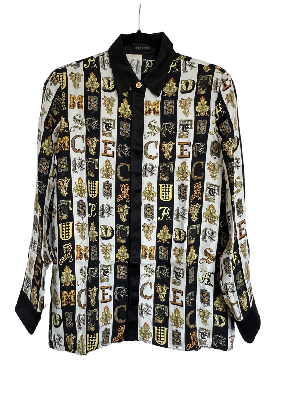 Authentic VERSACE Virtus Alphabet Barocco Medusa Silk Shirt